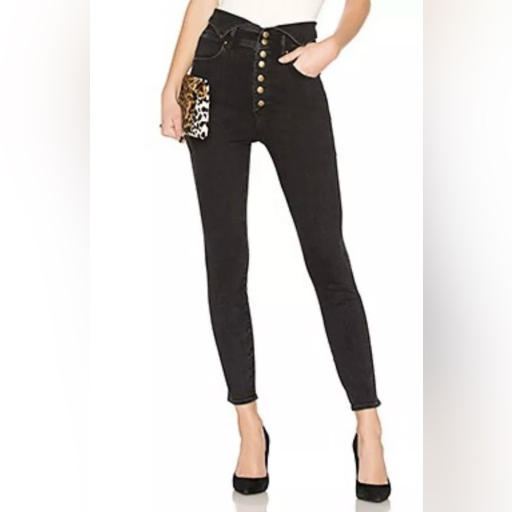 MOTHER The Swooner Exposed Snap Ankle Jeans Wrong Side of the Tracks Black Wash
